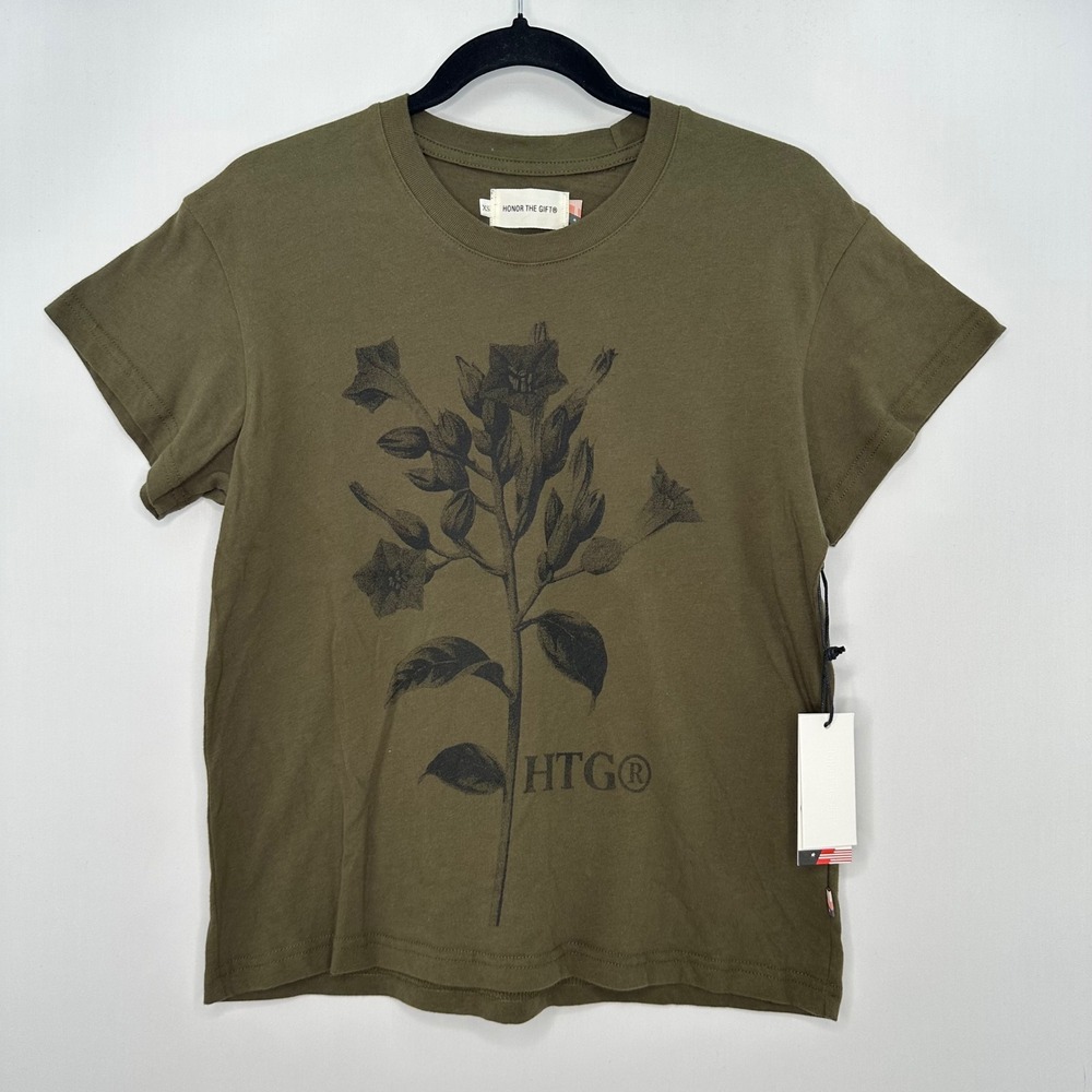 Honor The Gift Tobacco Flower Tee Wmn XS Olive NWT Graphic Cotton Streetwear HTG